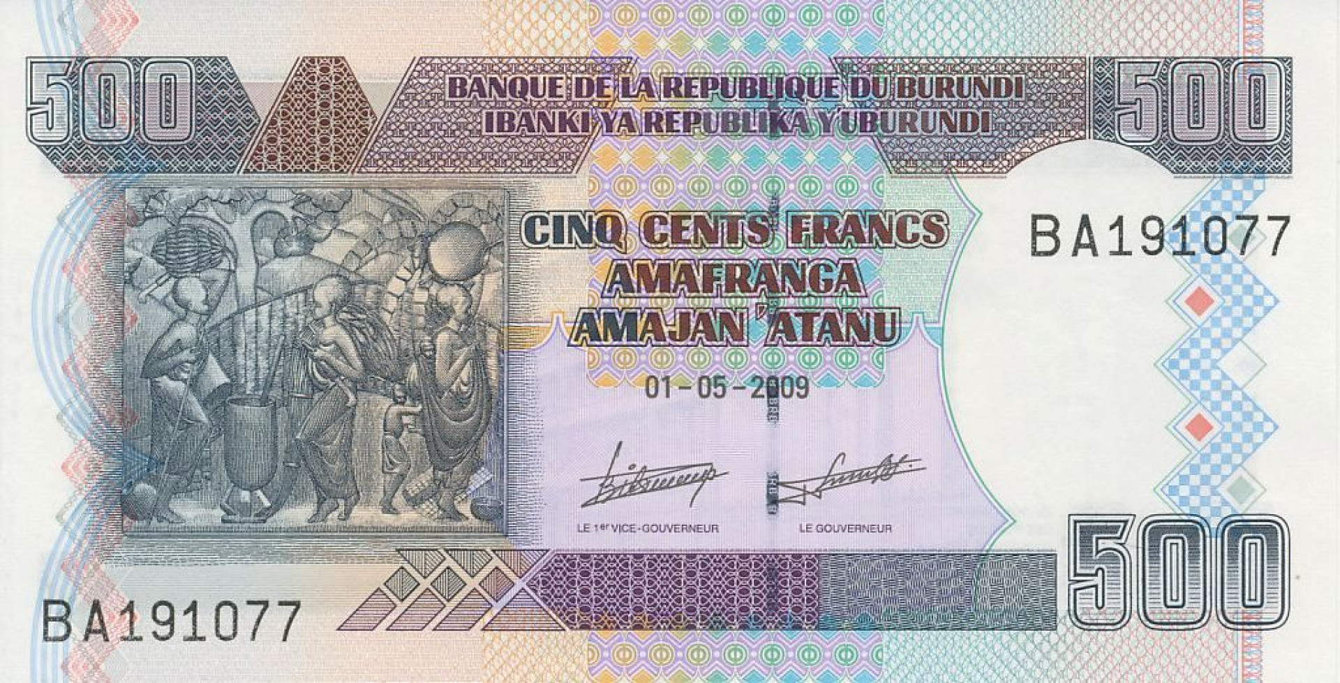 Burundi 500 francs 2009. P 45a (N)