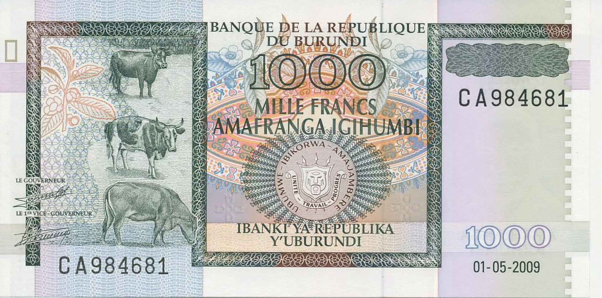 Burundi 1000 francs 2009. P 46 (N)