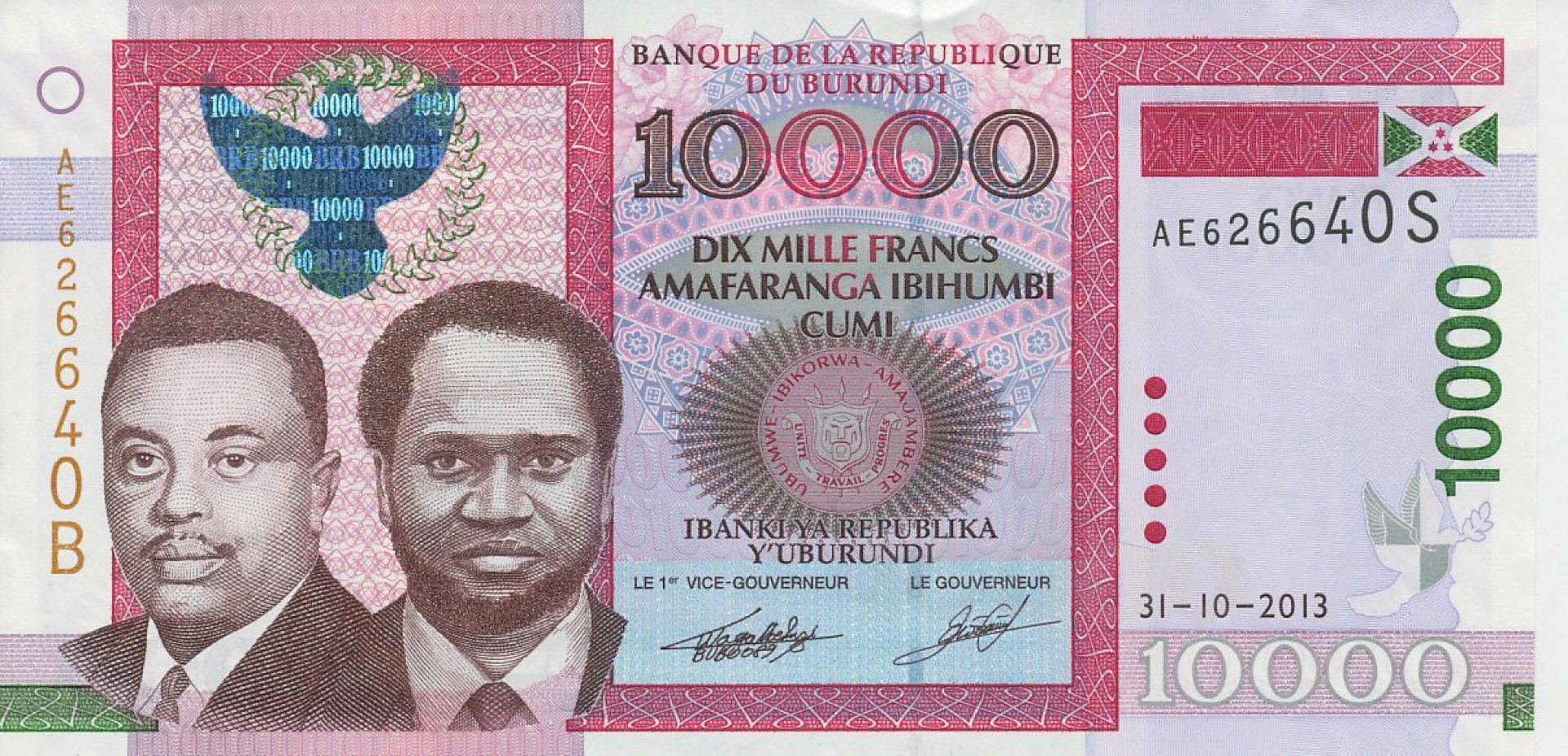 Burundi 10000 francs 2013. P 49b (N)
