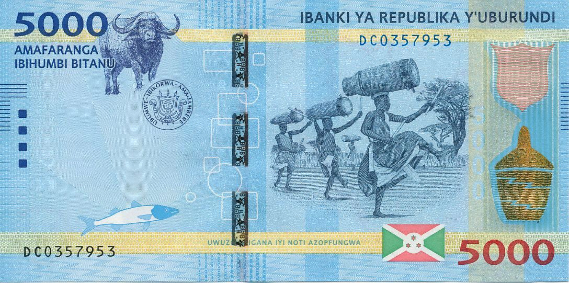Burundi 5000 francs 2015.  P 53   (N)