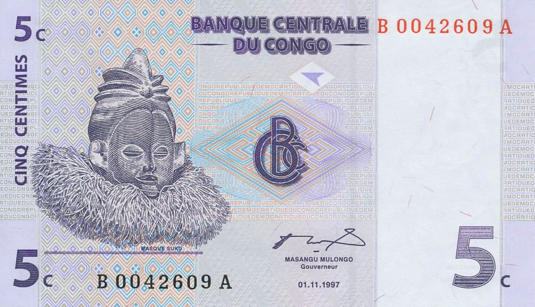 Kongo 5 cent 1997. P 81 (N)