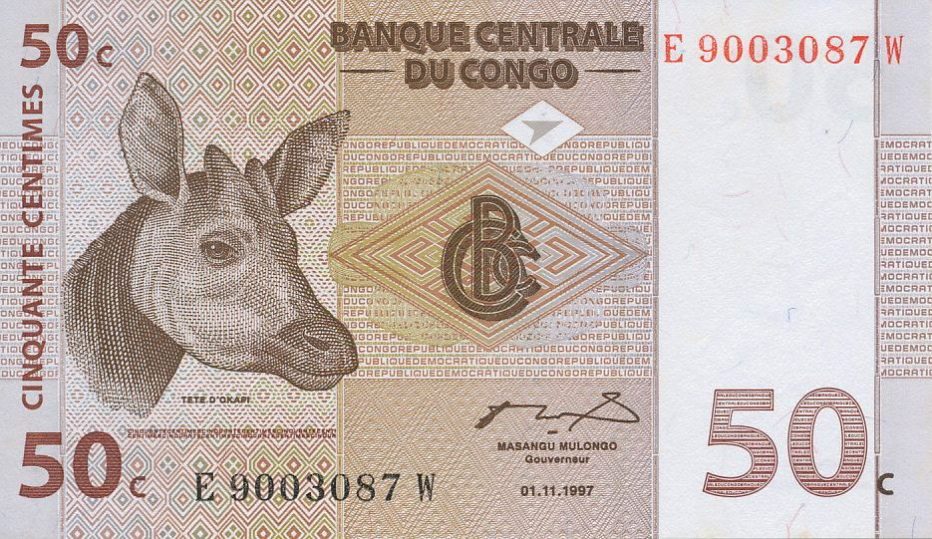 Kongo 50 cent 1997. P 84 (N)