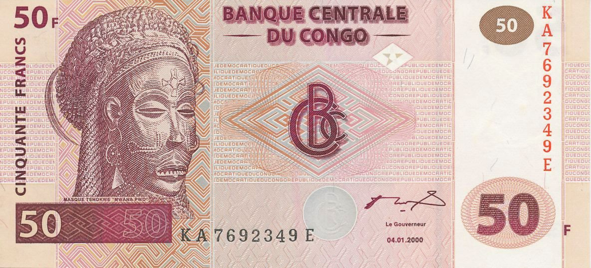 Kongo 50 francs 2000. P 91a (N)