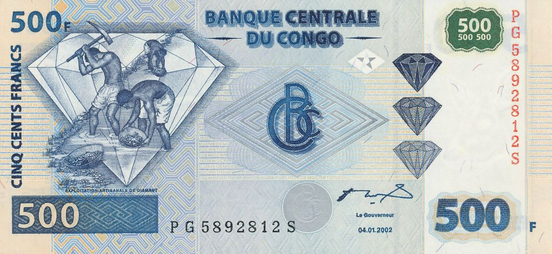 Kongo 500 francs 2002. P 96a (N)