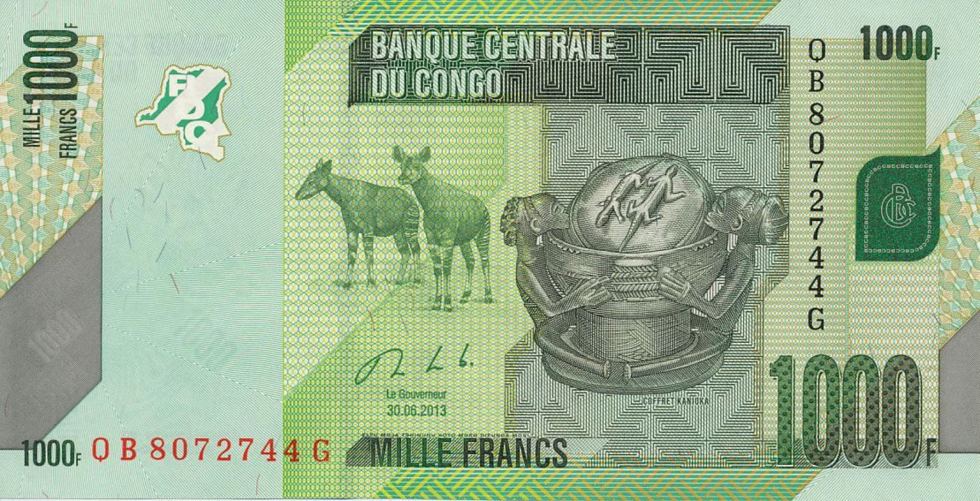 Kongo 1000 francs 2013. P 101b (N)