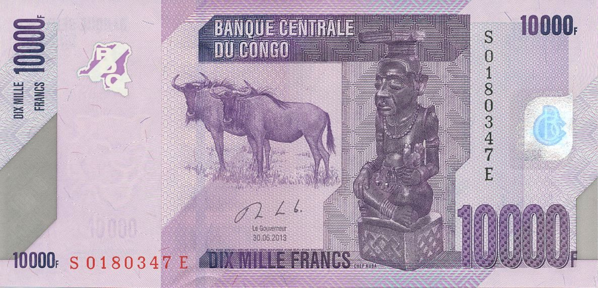 Kongo 10000 francs 2013.   P 103b   (N)