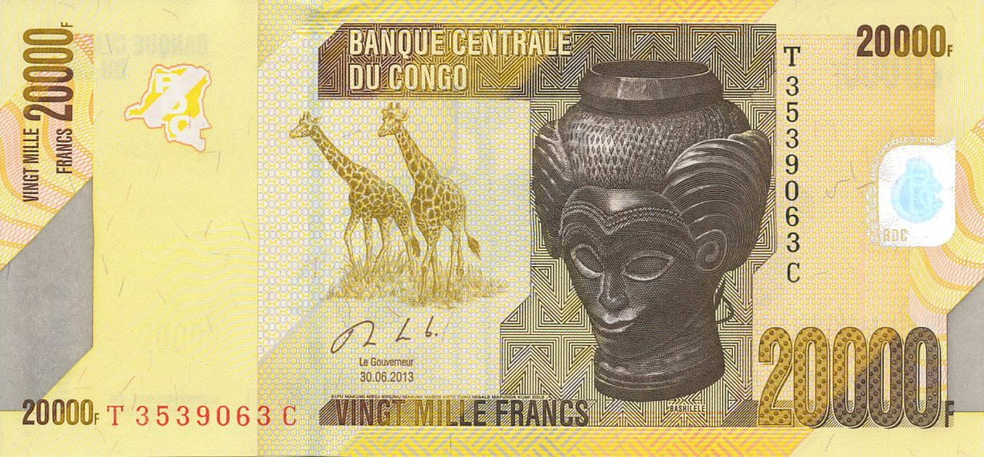Kongo 20000 francs 2013.   P 104   (N)