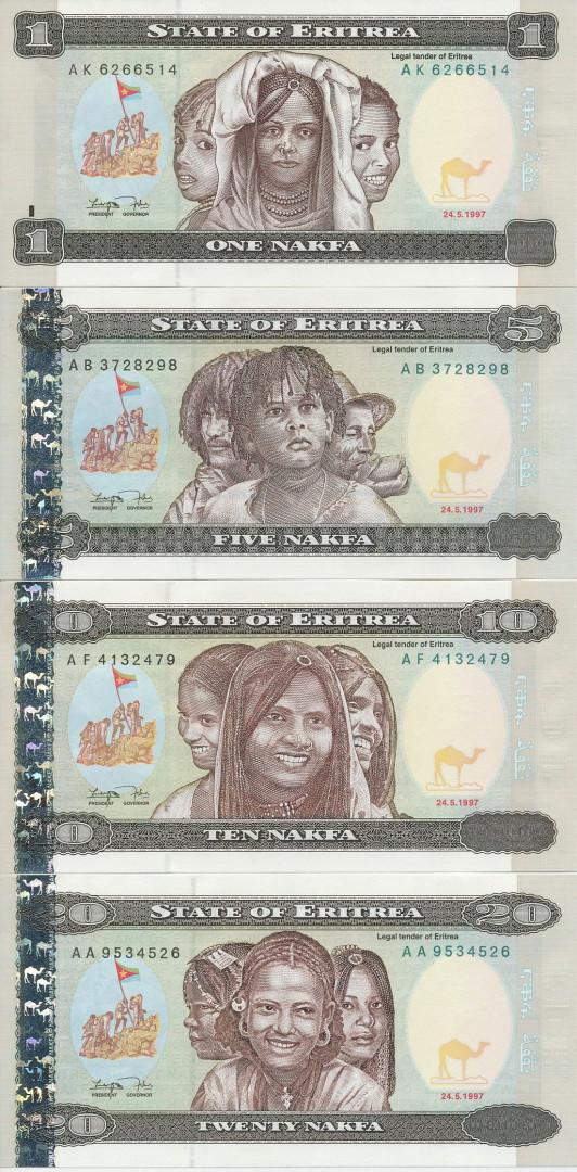 Eritrea 1,5,10,20 nakfa 1997. P 1-4 (N)