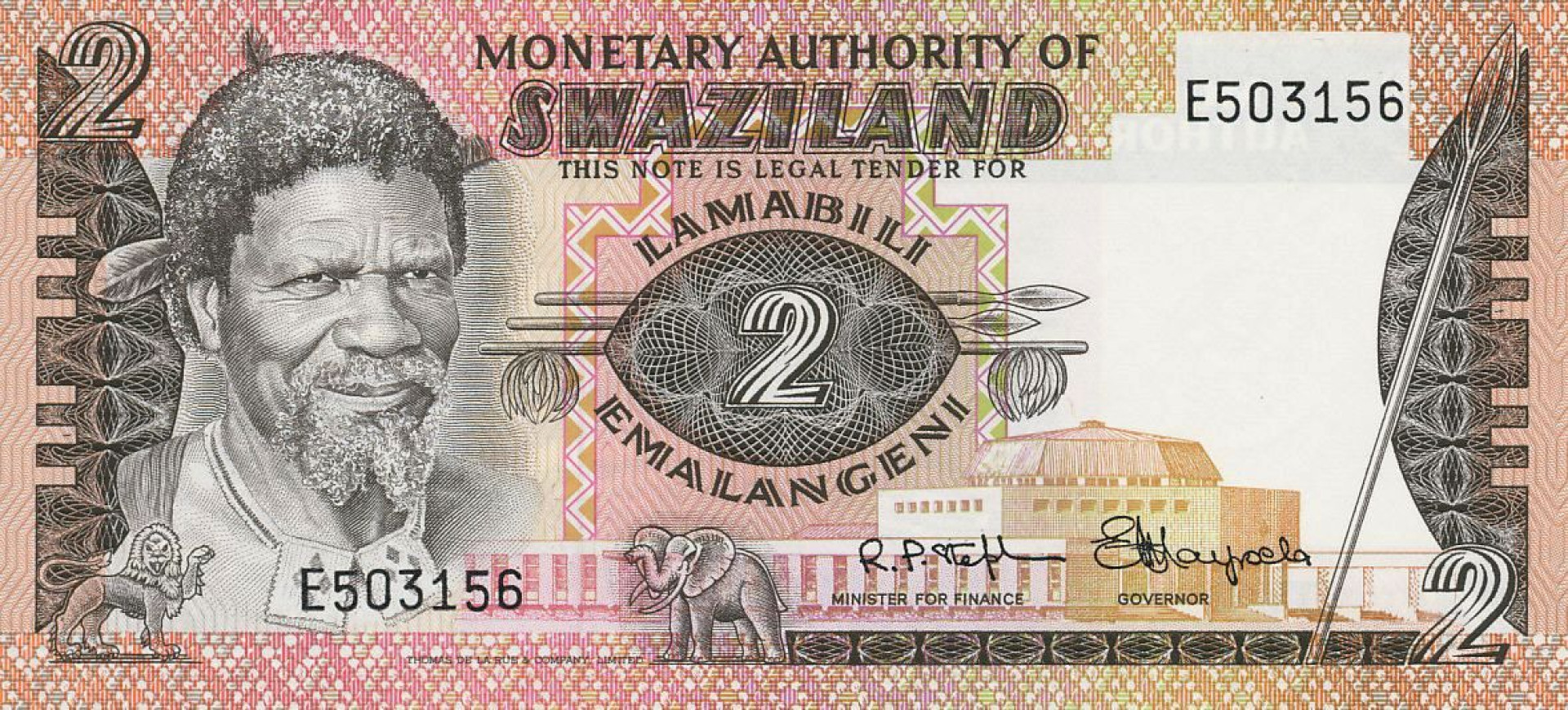 Szváziföld 2 emalangeni 1974. P 2a (N)