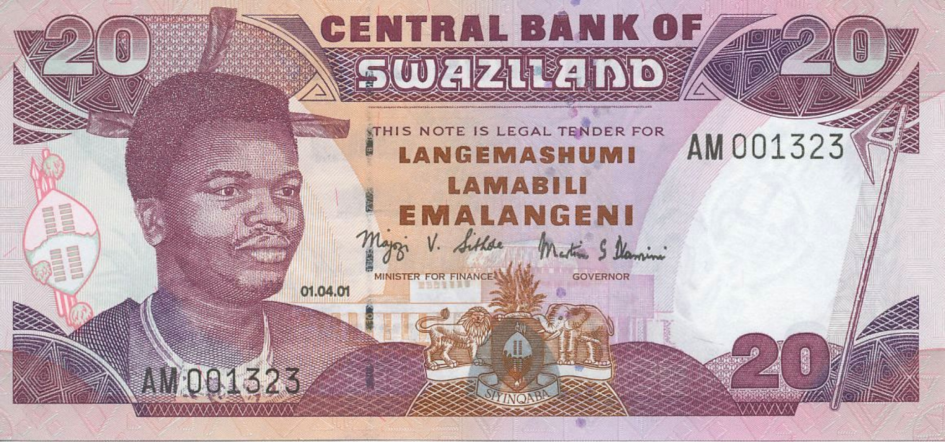 Szváziföld 20 emalangeni 2001. P 30a (N)