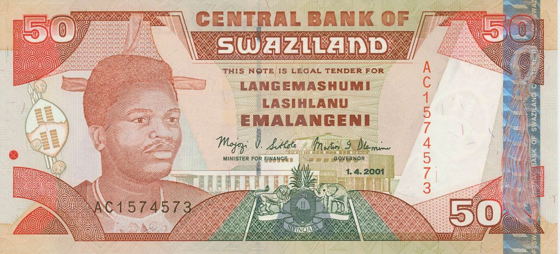 Szváziföld 50 emalangeni 2001. P 31 (N)
