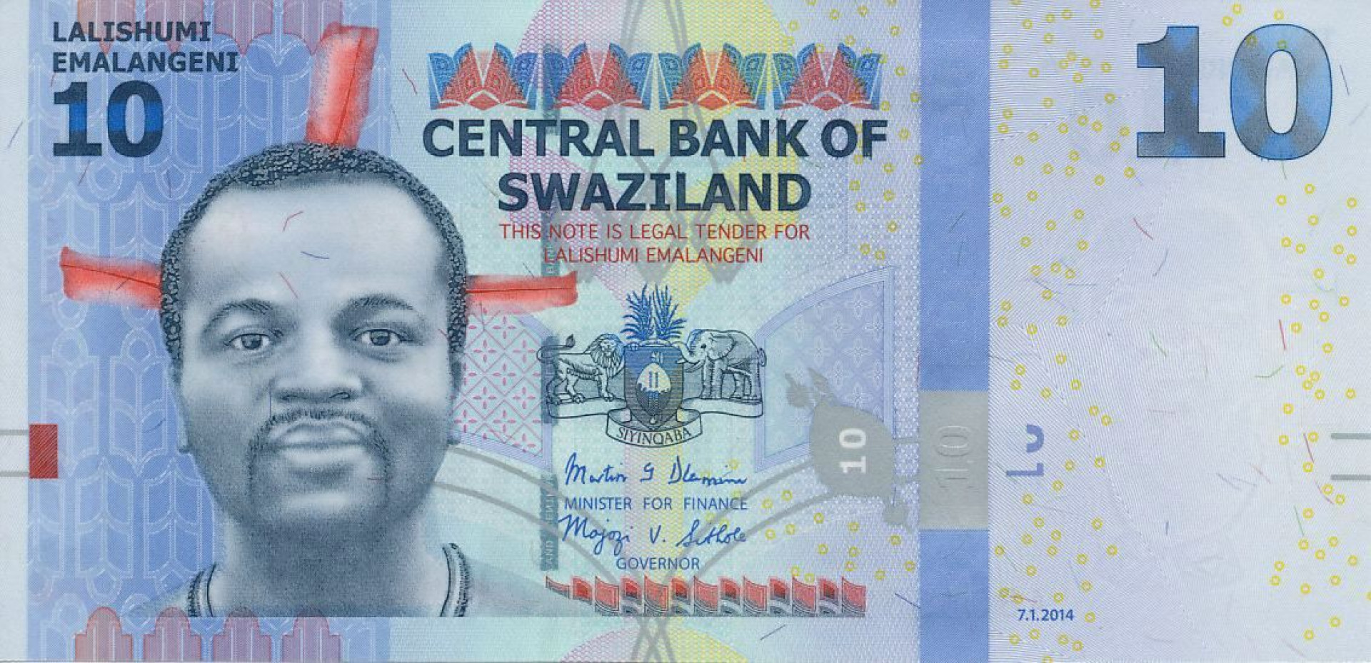 Szváziföld 10 emalangeni 2014. P 36b (N)