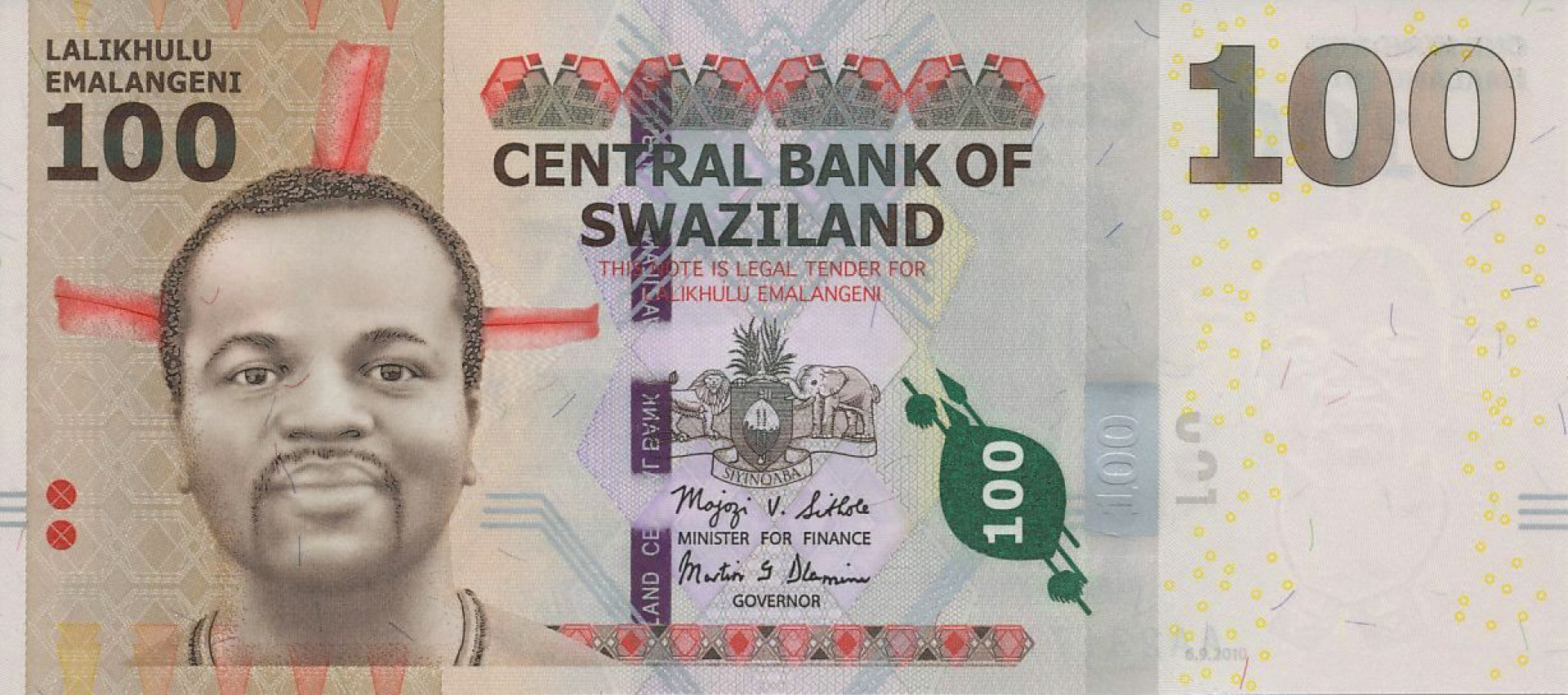 Szváziföld 100 emalangeni 2010. P 39c (N)