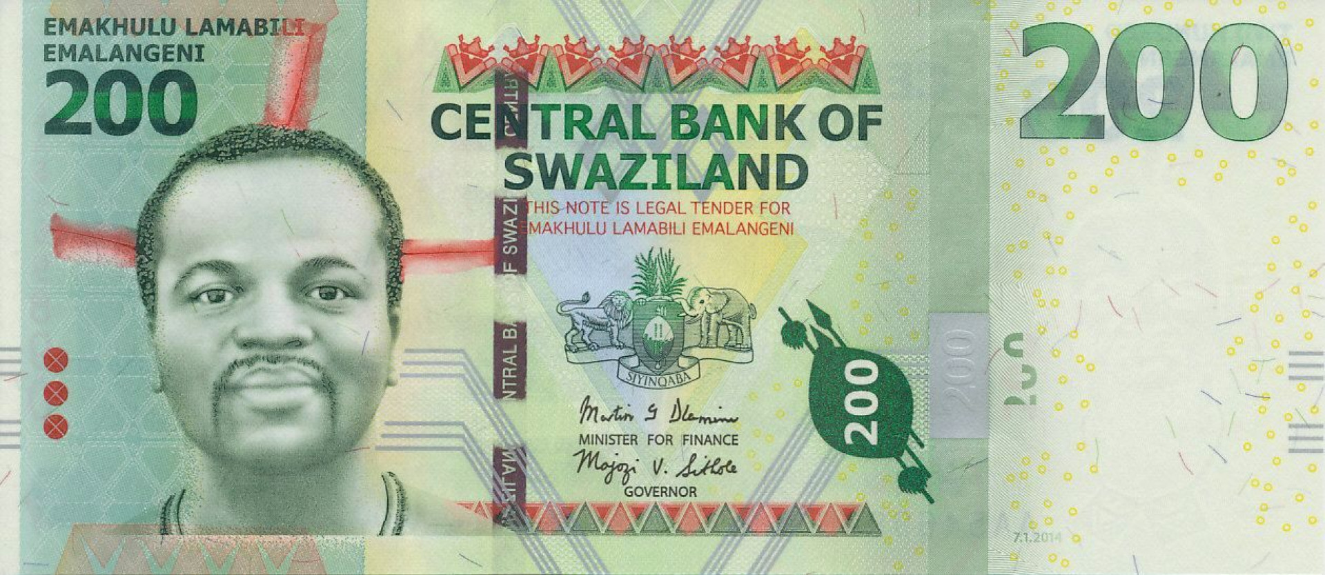 Szváziföld 200 emalangeni 2014. P 40b (N)