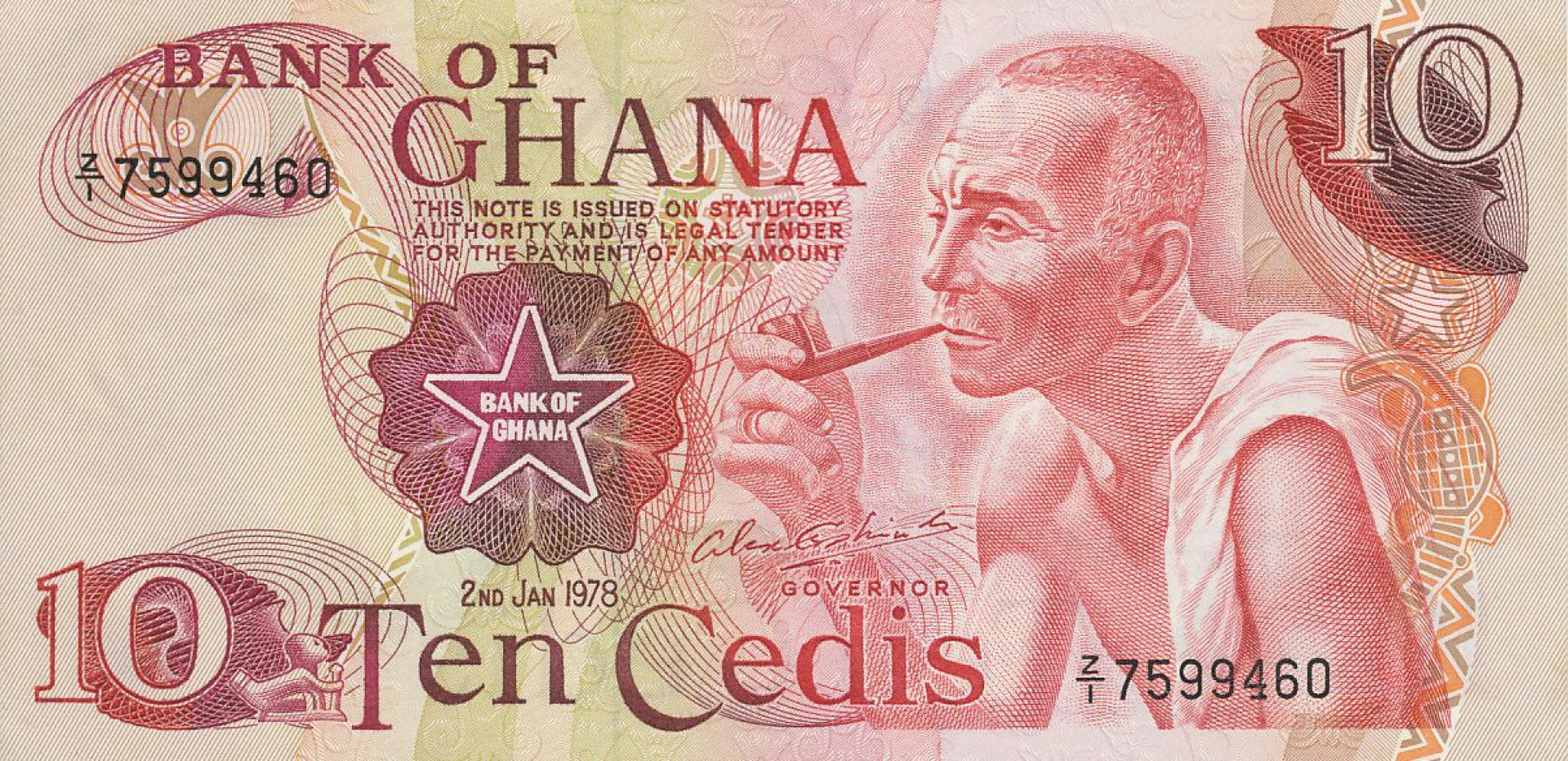 Ghana 10 cedis 1978.  P 16f   (N)