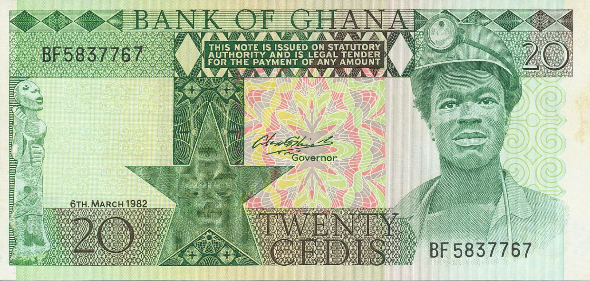 Ghana 20 cedis 1982.  P 21c   (N)