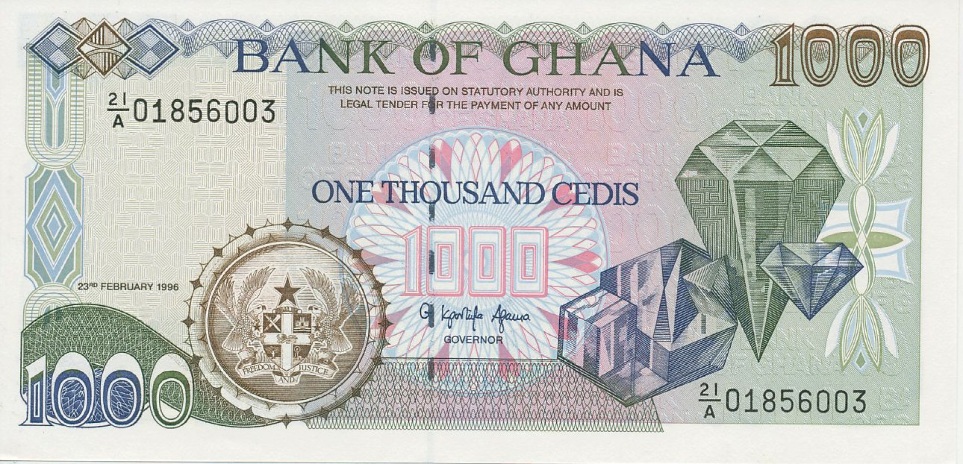 Ghana 1000 cedis 1996.  P 29b   (N)