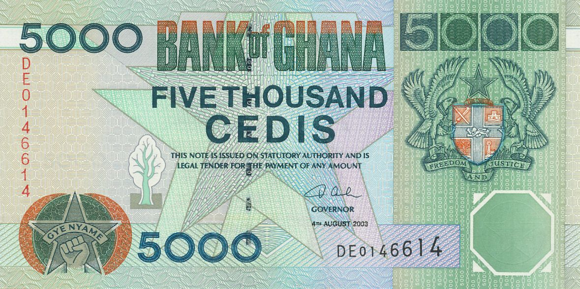 Ghana 5000 cedis 2003.  P 34i   (N)
