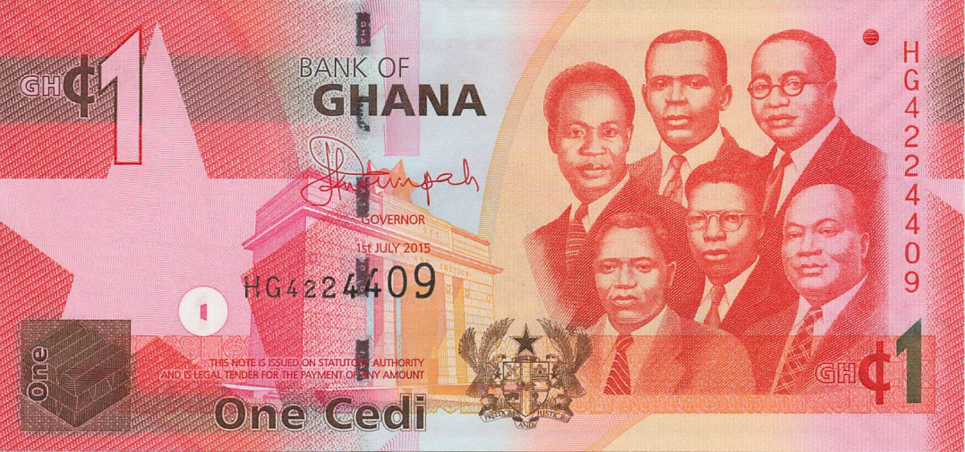 Ghana 1 cedi 2007-2017.  P 37   (N)