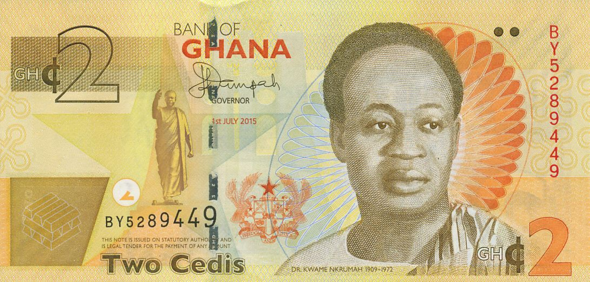 Ghana 2 cedis 2015. P 37Ad (N)