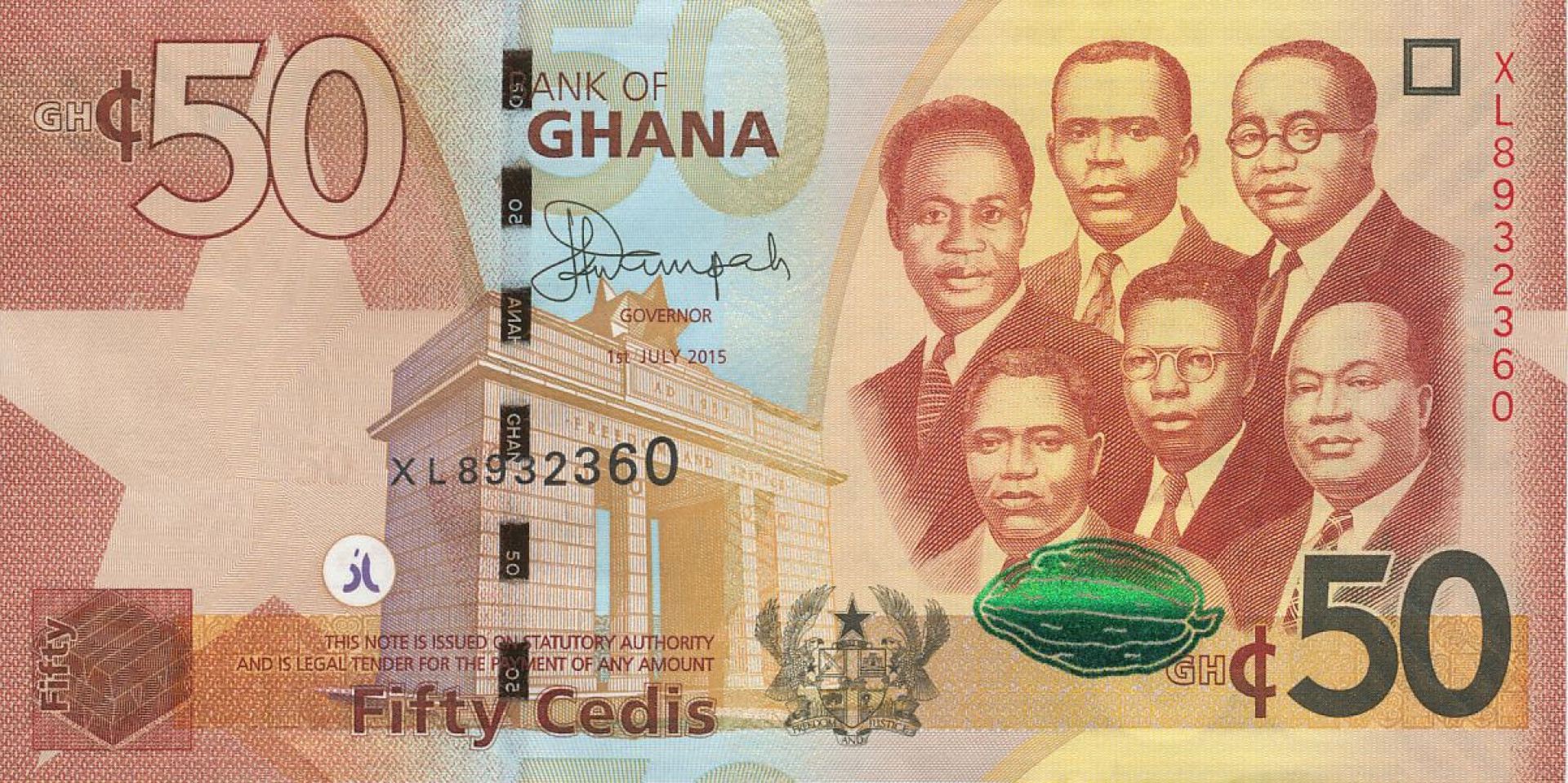 Ghana 50 cedis 2015.  P 42c   (N)