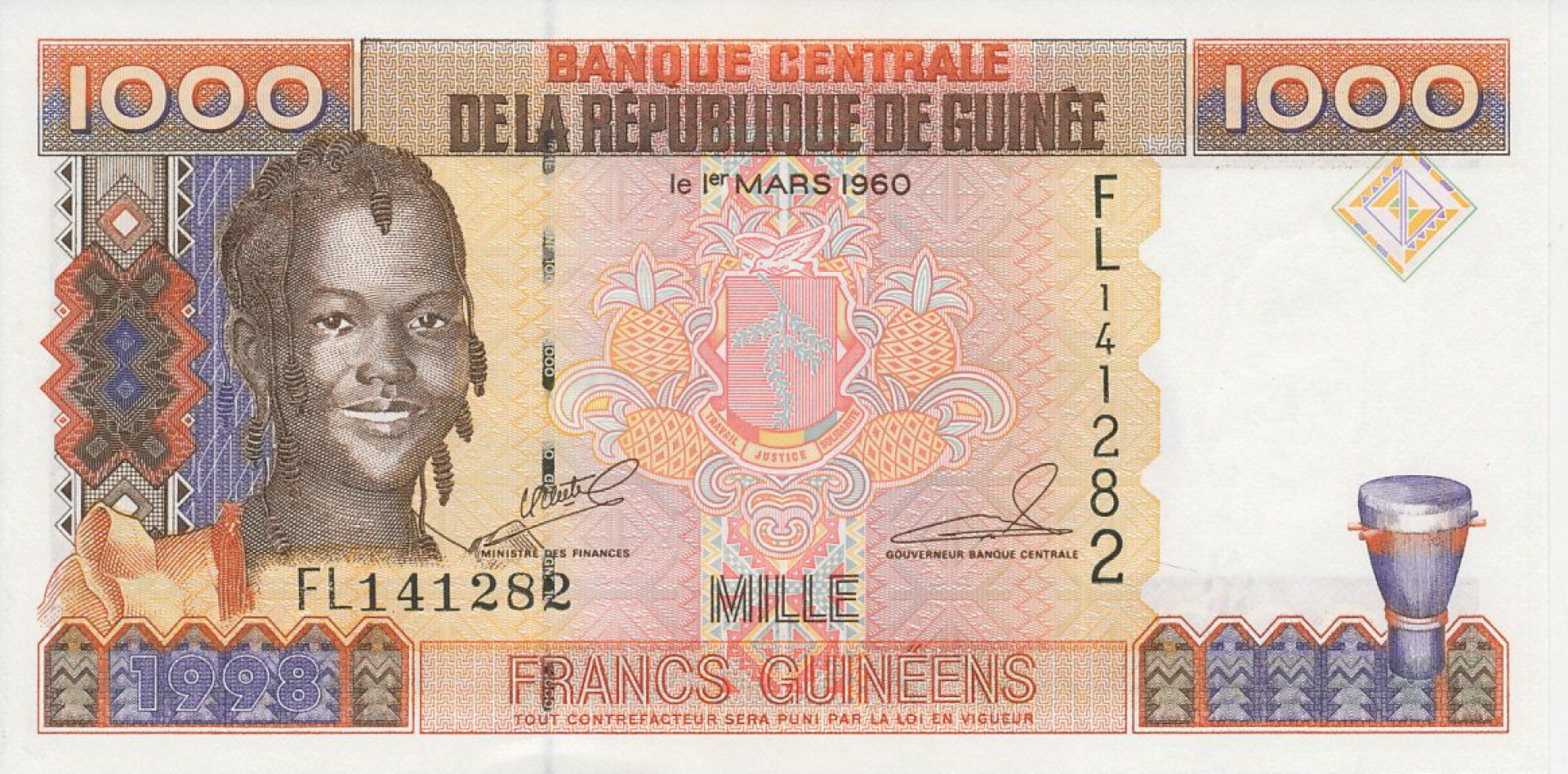 Guinea 1000 francs 1998.   P 37   (N)