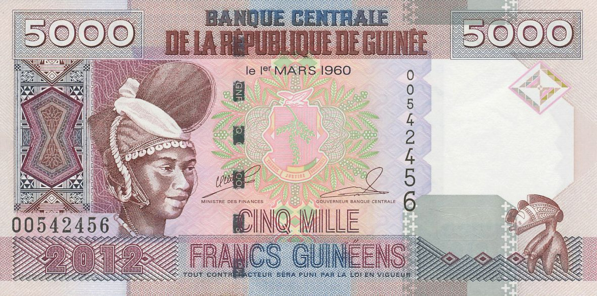 Guinea 5000 francs 2012. P 41b (N)