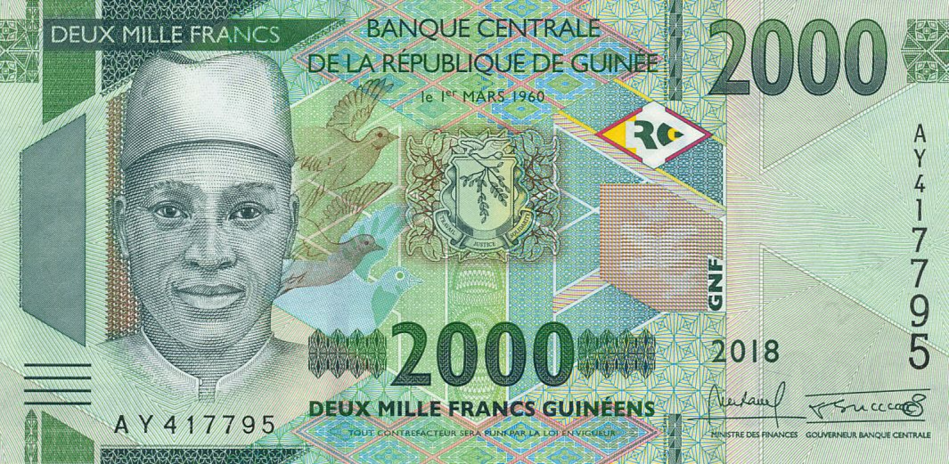 Guinea 2000 francs 2018.   B 342a   (N)