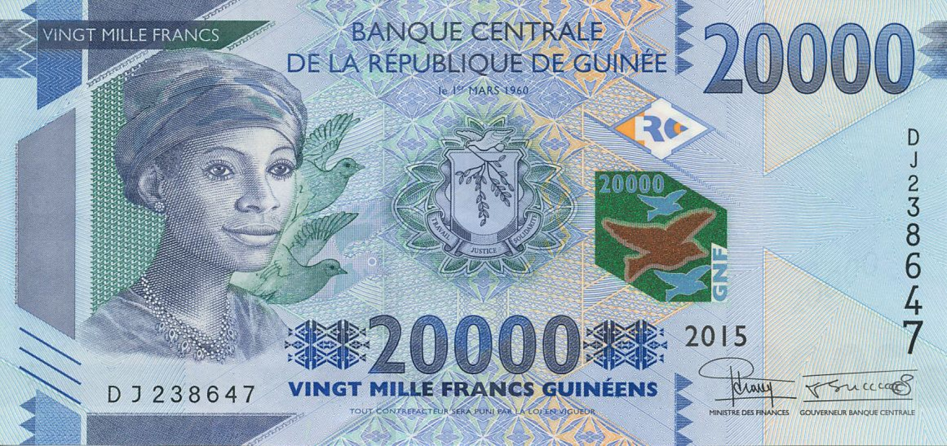 Guinea 20000 francs 2015.   P 50   (N)