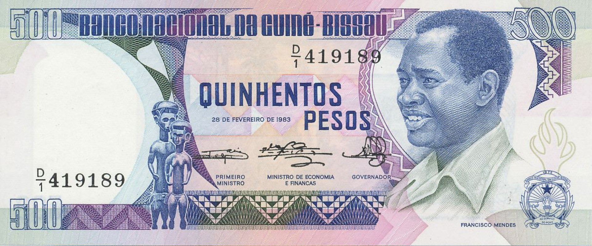 Guinea-Bissau 500 pesos 1983. P 7 (N)