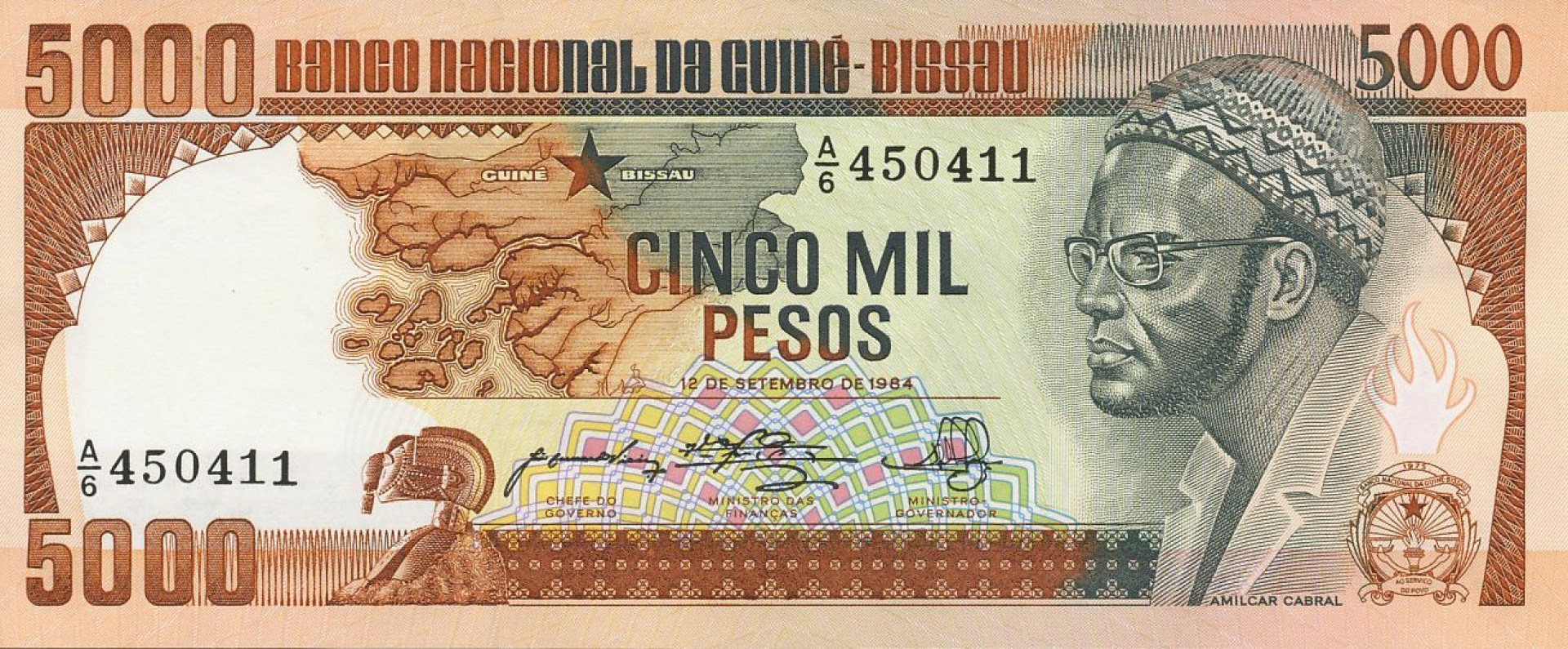 Guinea-Bissau 5000 pesos 1984. P 9 (N)