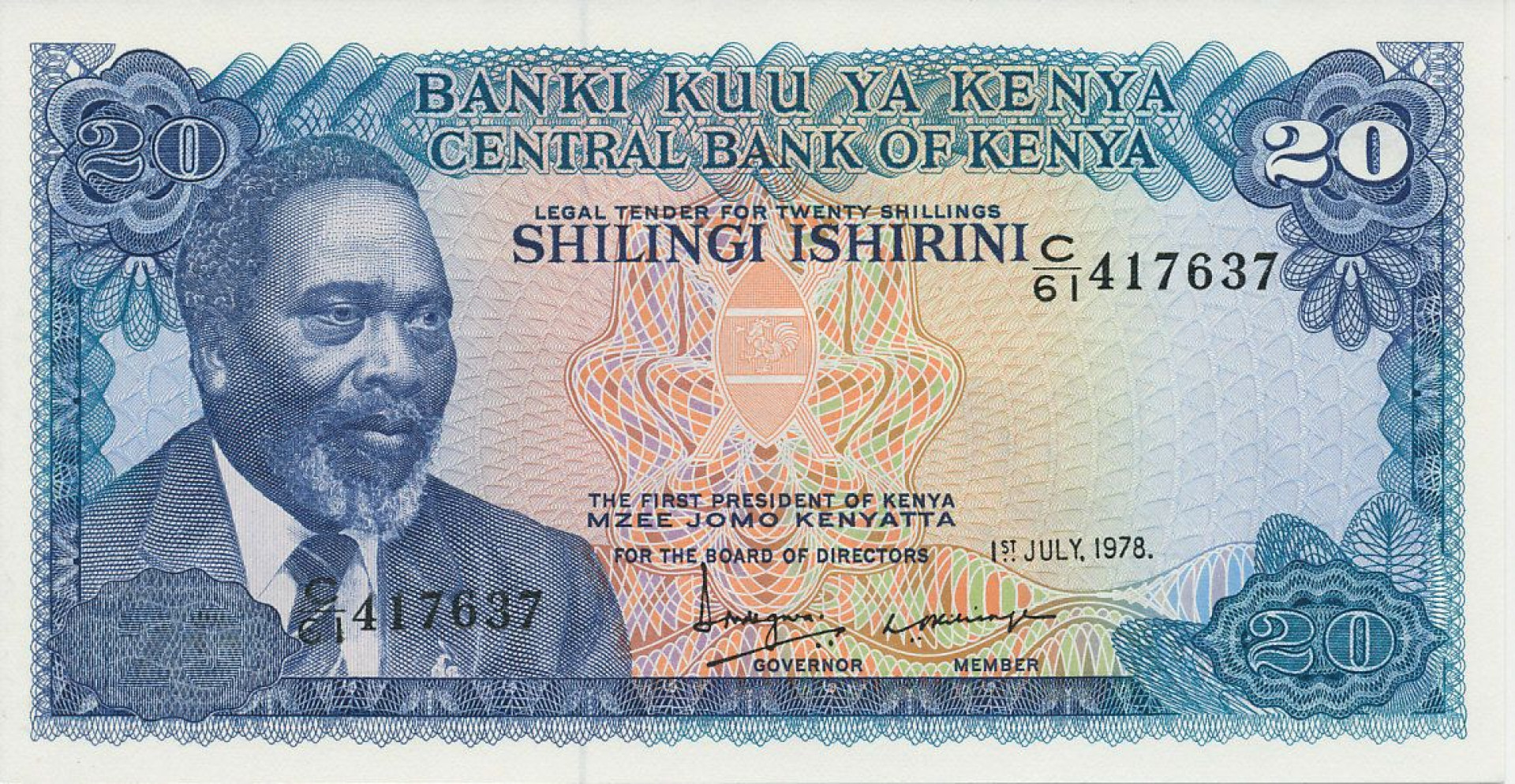 Kenya 20 shillings 1978. P 17 (N)