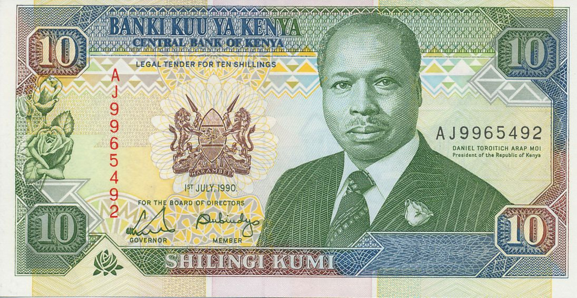Kenya 10 shillings 1990. P 24b (N)