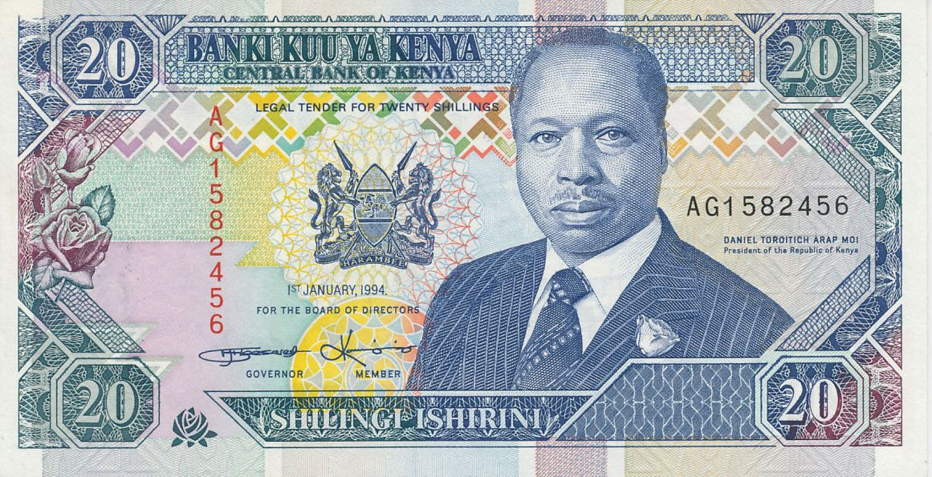 Kenya 20 shillings 1994. P 31b (N)