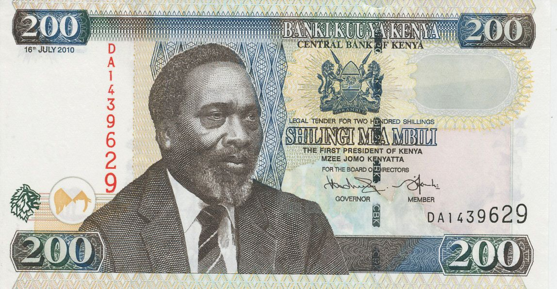 Kenya 200 shillings 2010. P 49e (N)