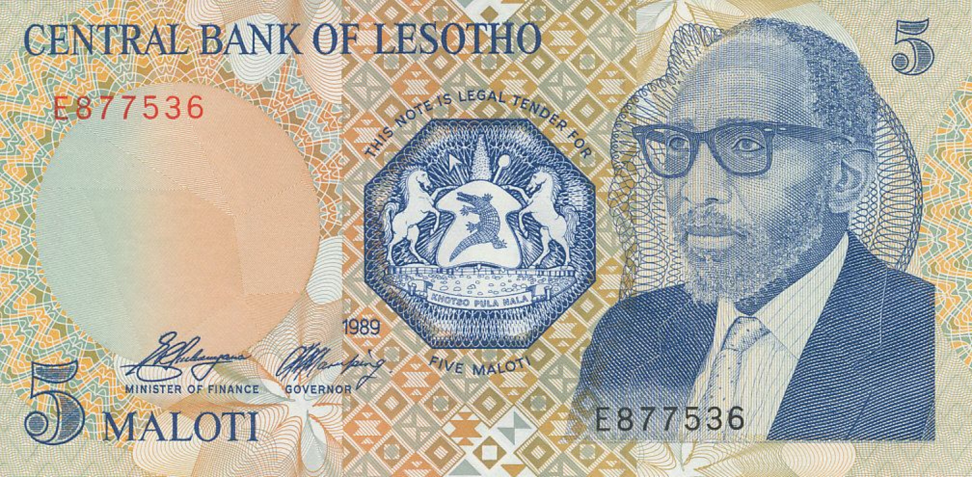 Lesotho 5 maloti 1989. P 10a (N)