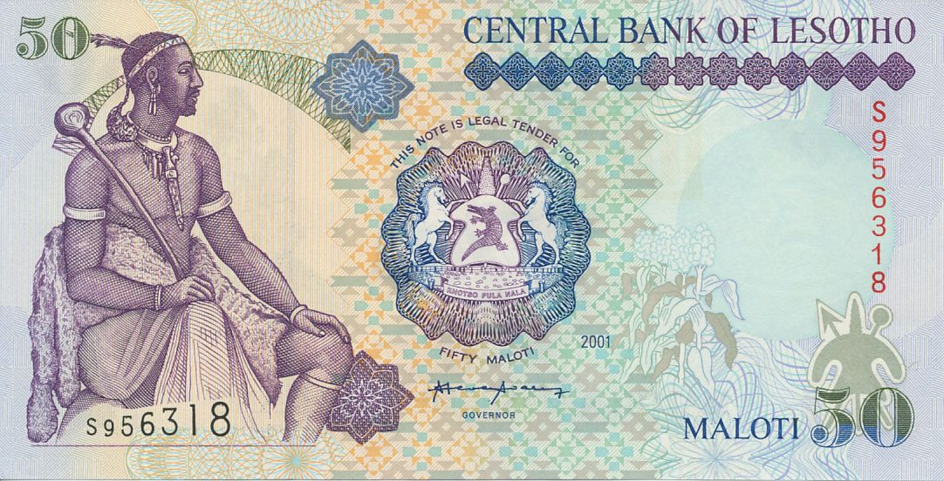 Lesotho 50 maloti 2001.   P 17d   (N)