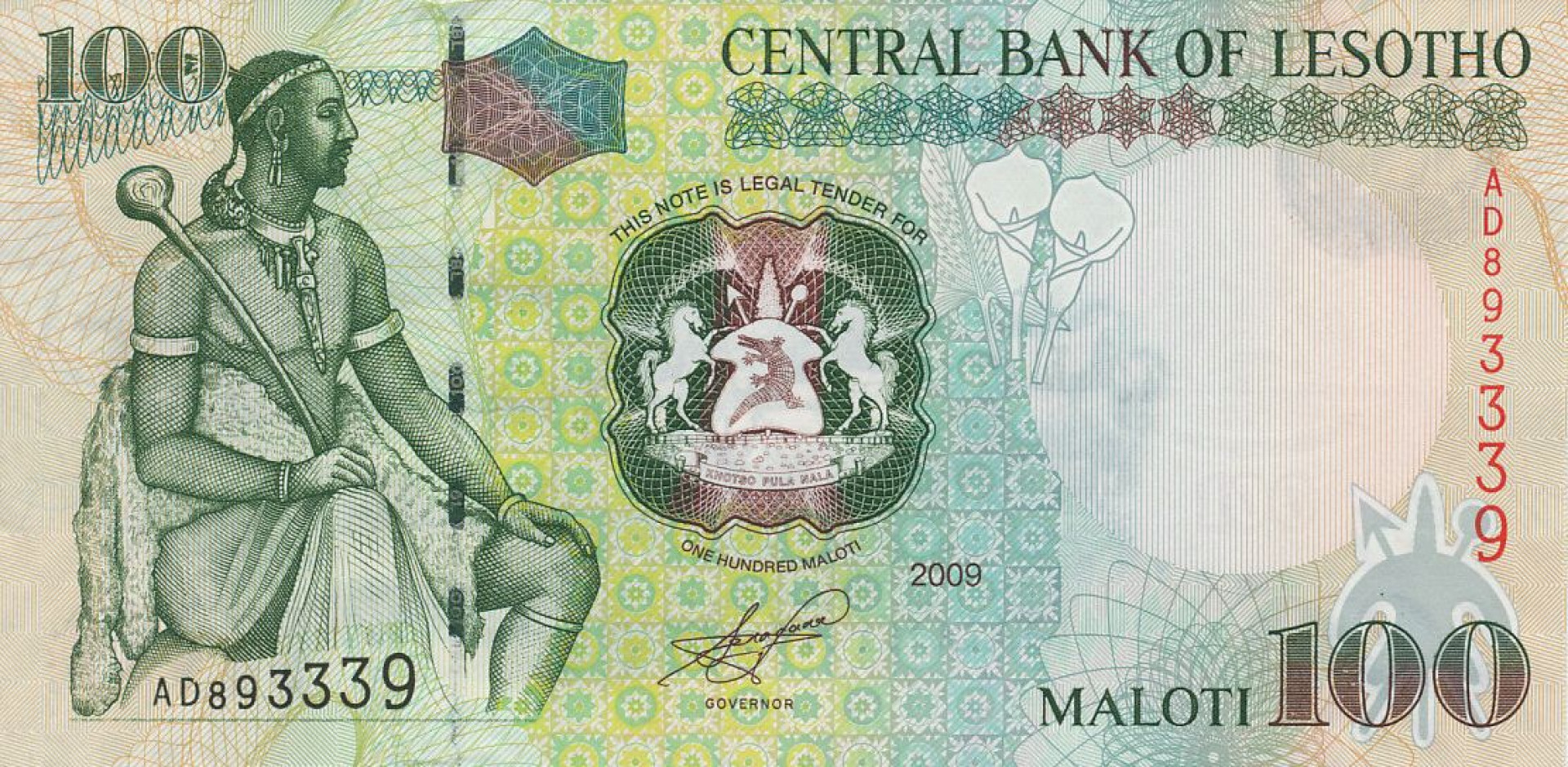 Lesotho 100 maloti 2009.   P 19e   (N)