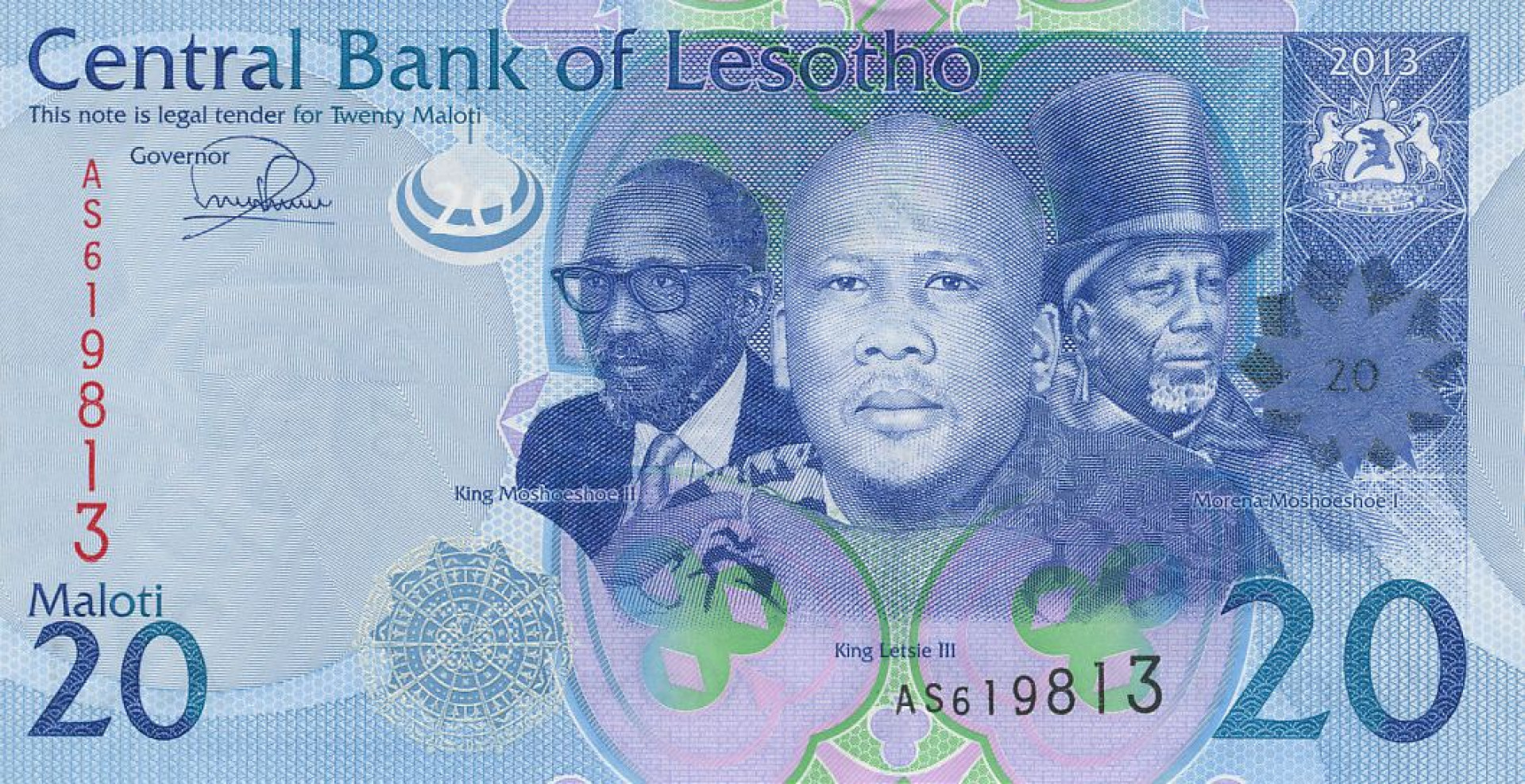 Lesotho 20 maloti 2013.   P 22b   (N)