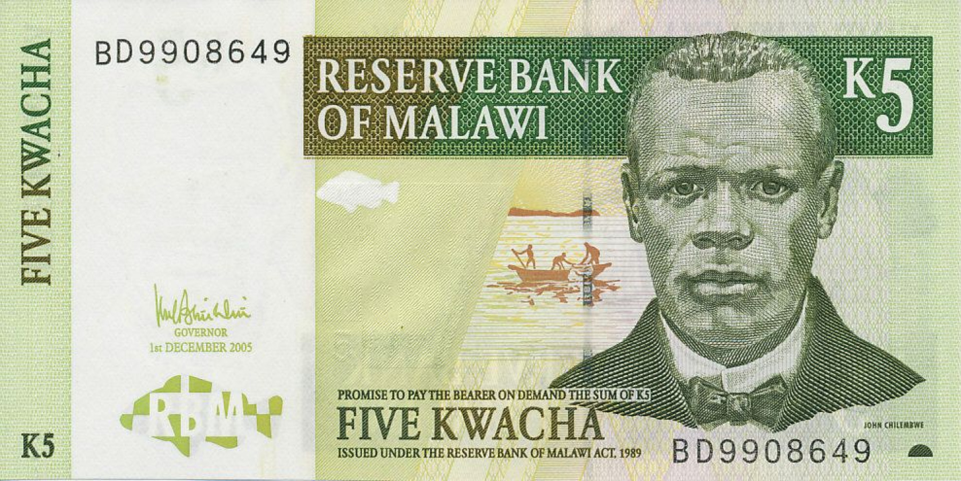 Malawi 5 kwacha 2005. P 36c (N)