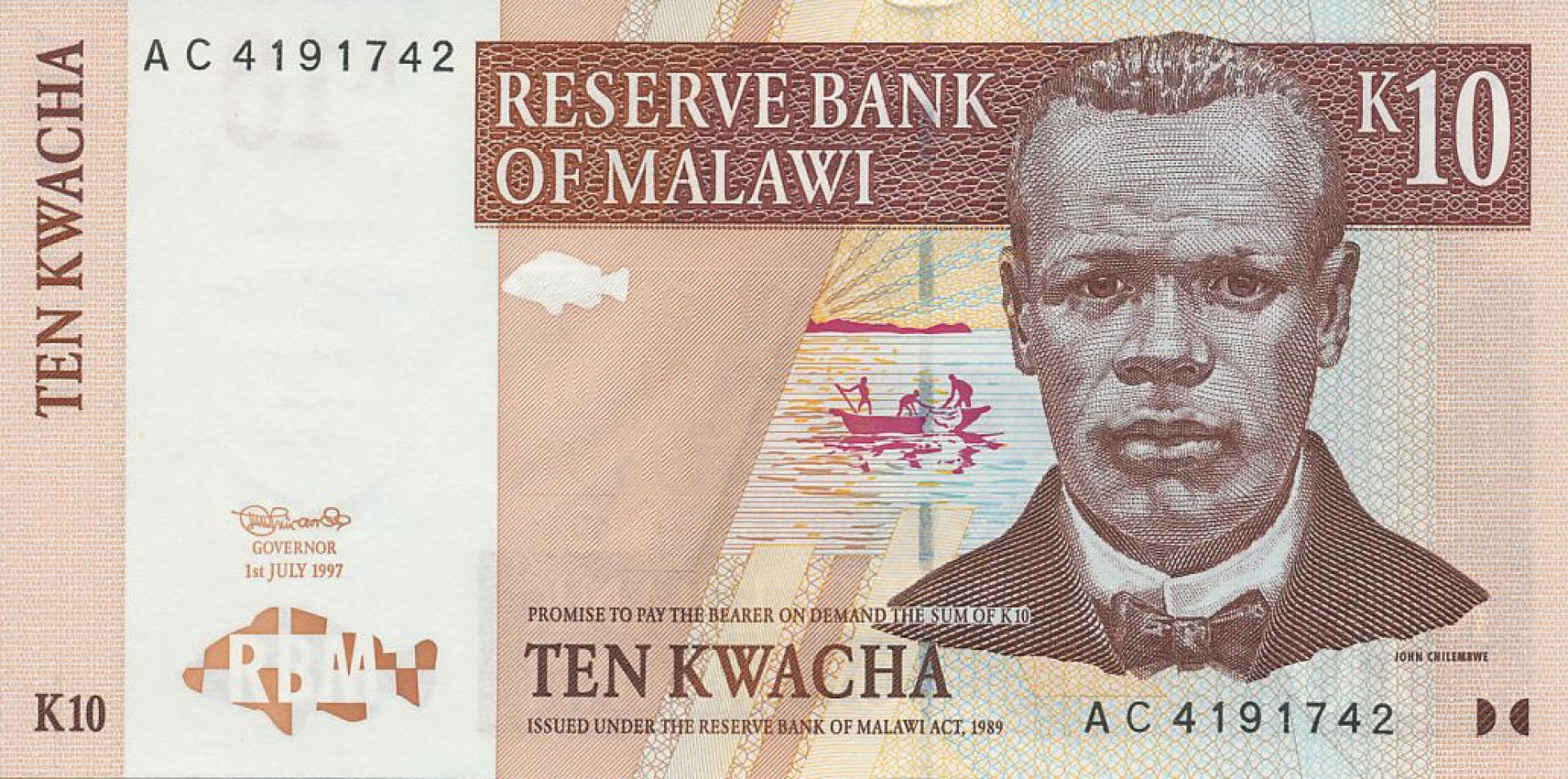 Malawi 10 kwacha 1997. P 37 (N)