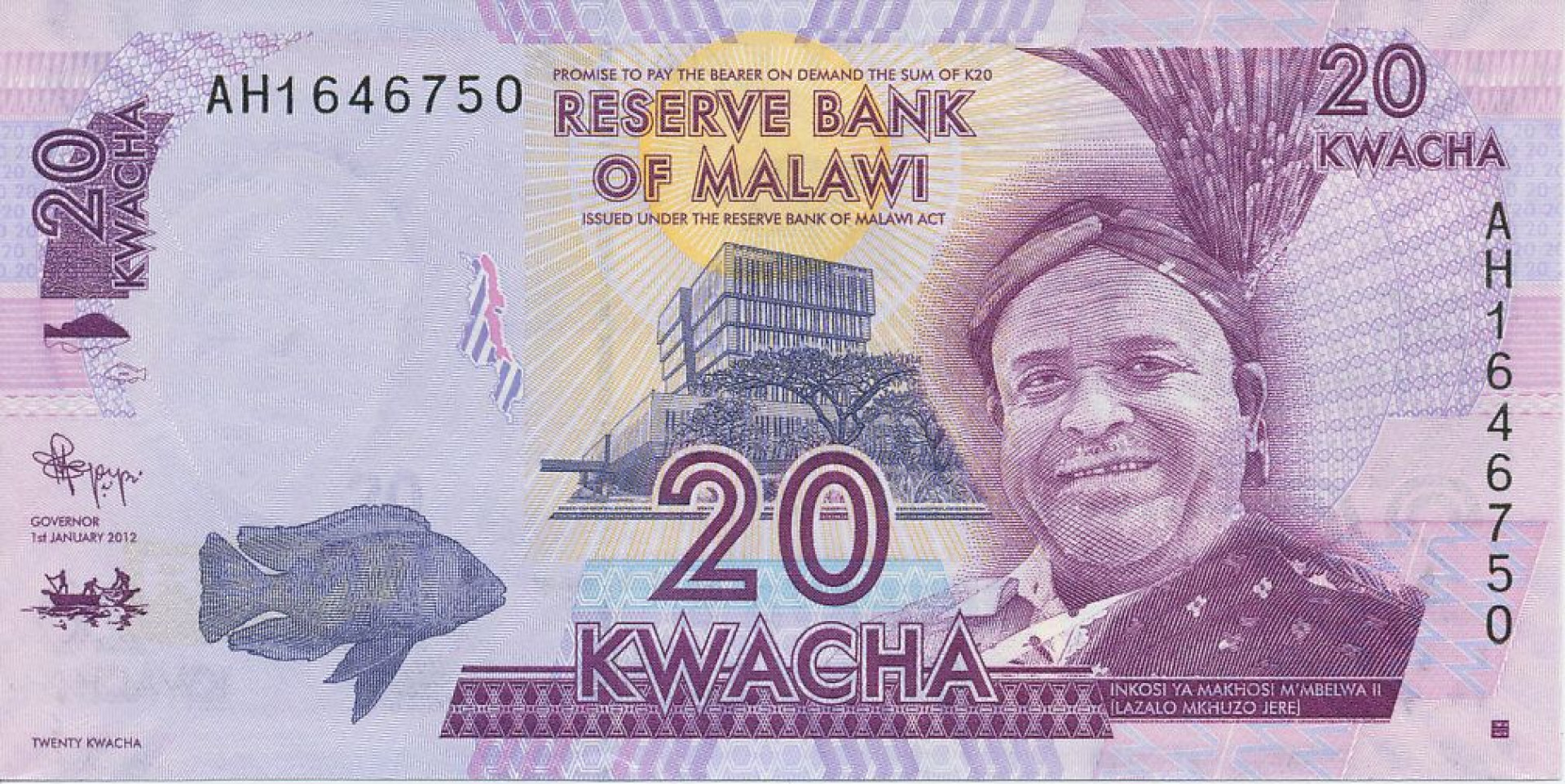 Malawi 20 kwacha 2012. P 57a (N)