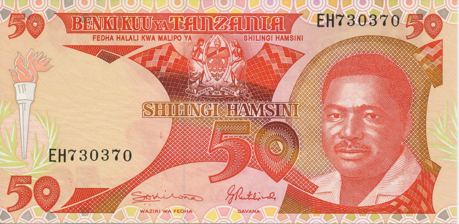 Tanzánia 50 shilingi 1992. P 19 (N)