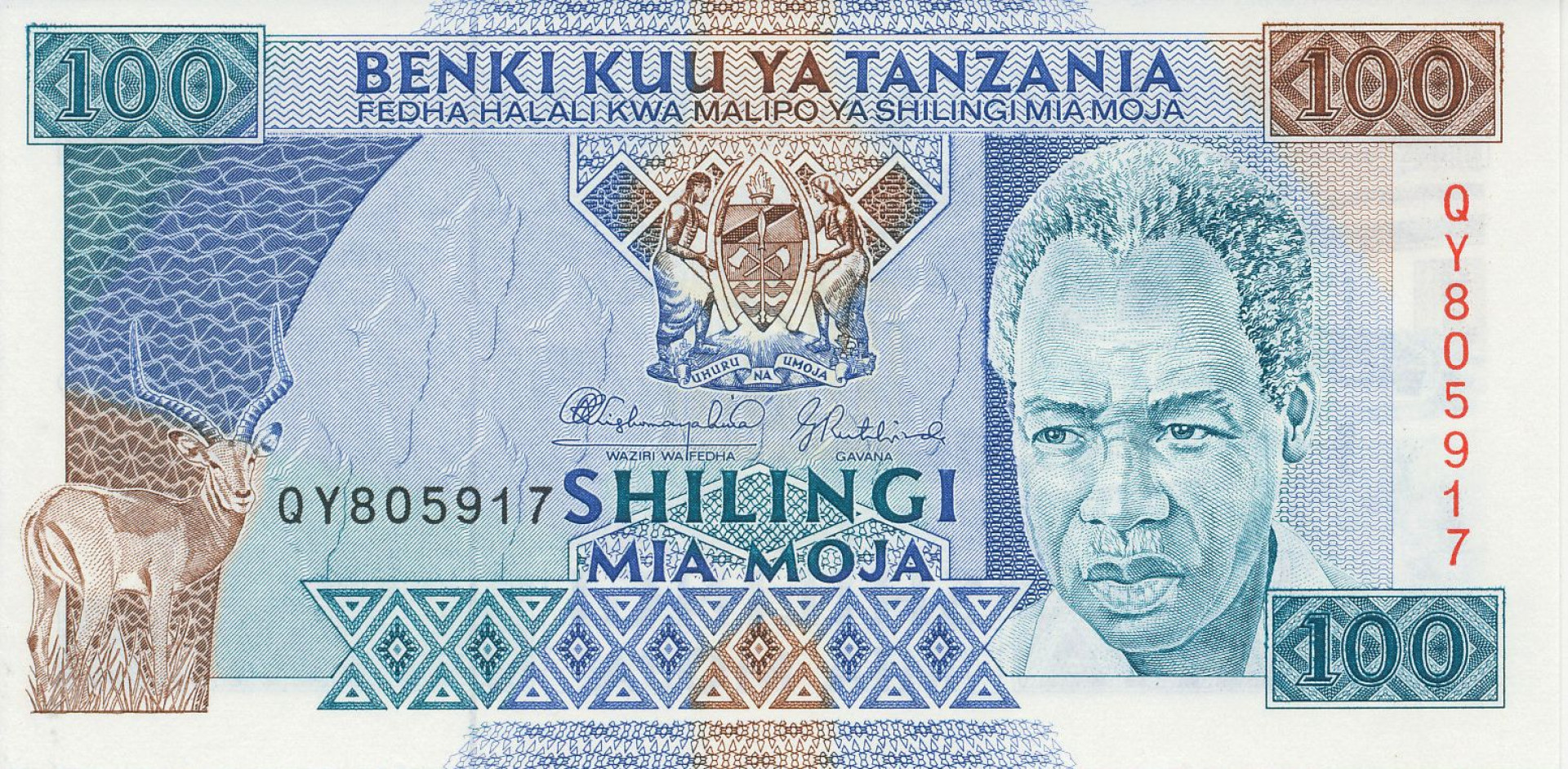 Tanzánia 100 shilingi 1993. P 24 (N)