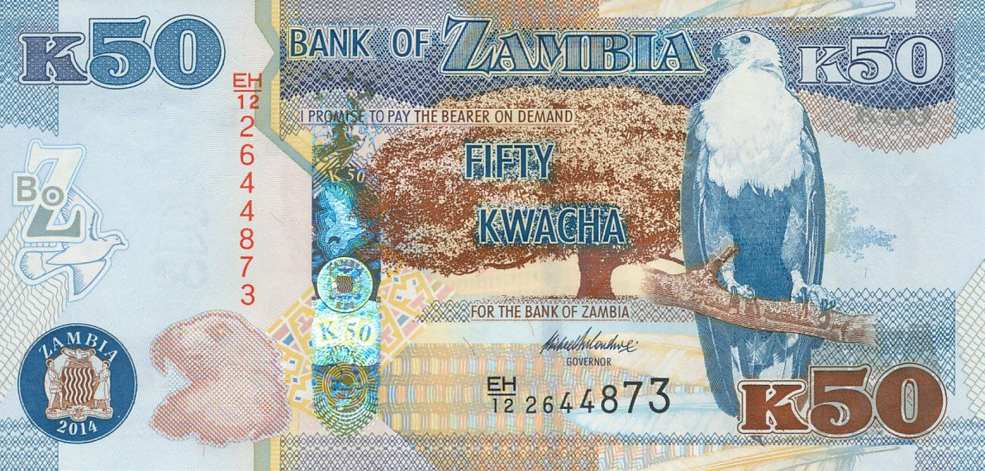 Zambia 50 kwacha 2014. P 55 (N)