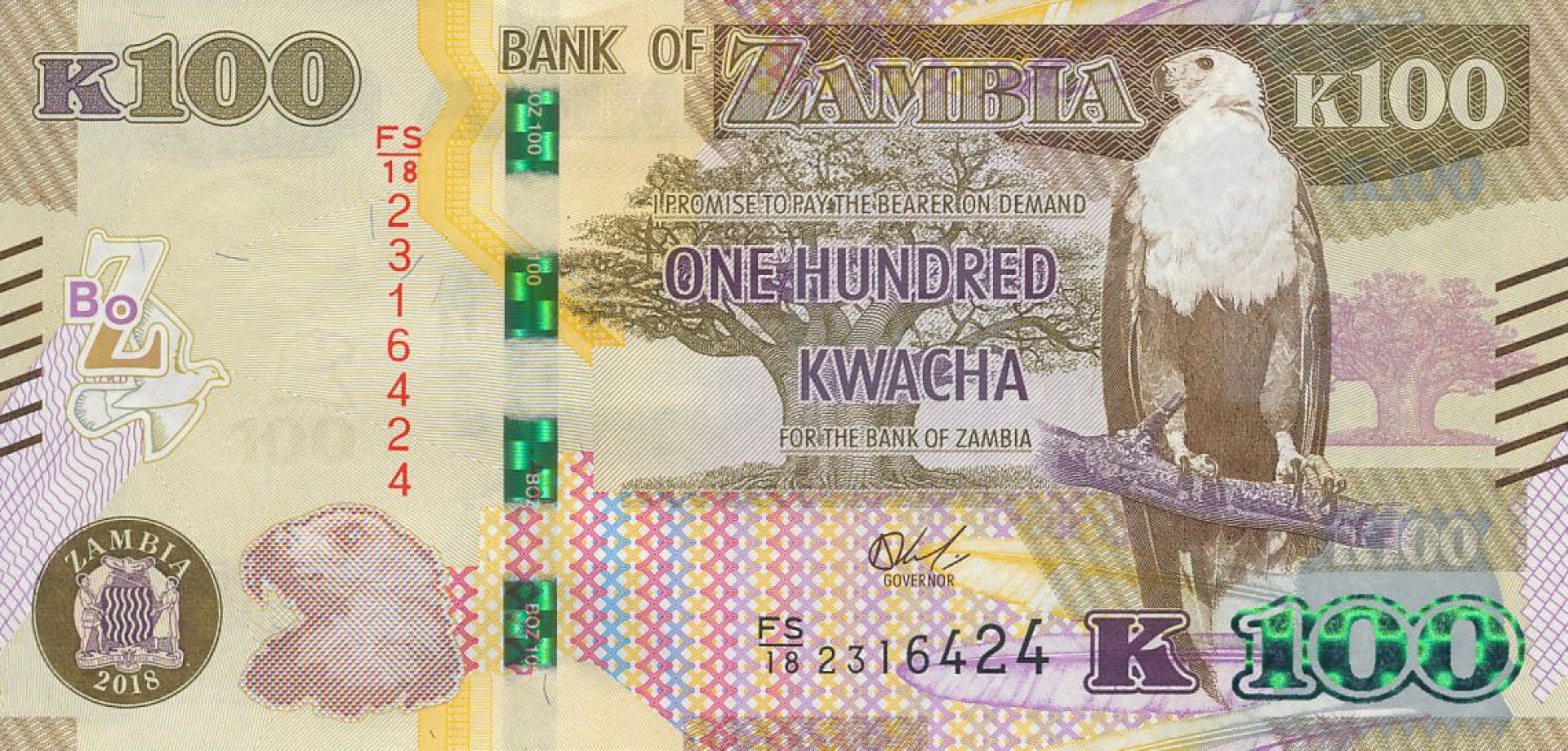 Zambia 100 kwacha 2018. P 61b (N)