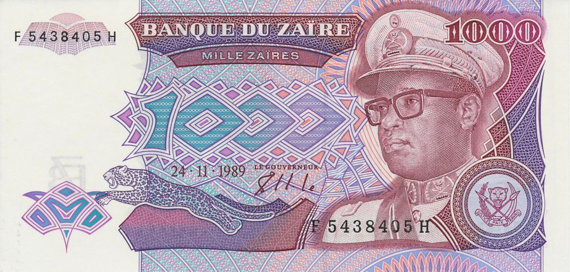 Zaire 1000 zaires 1989. P 35 (N)