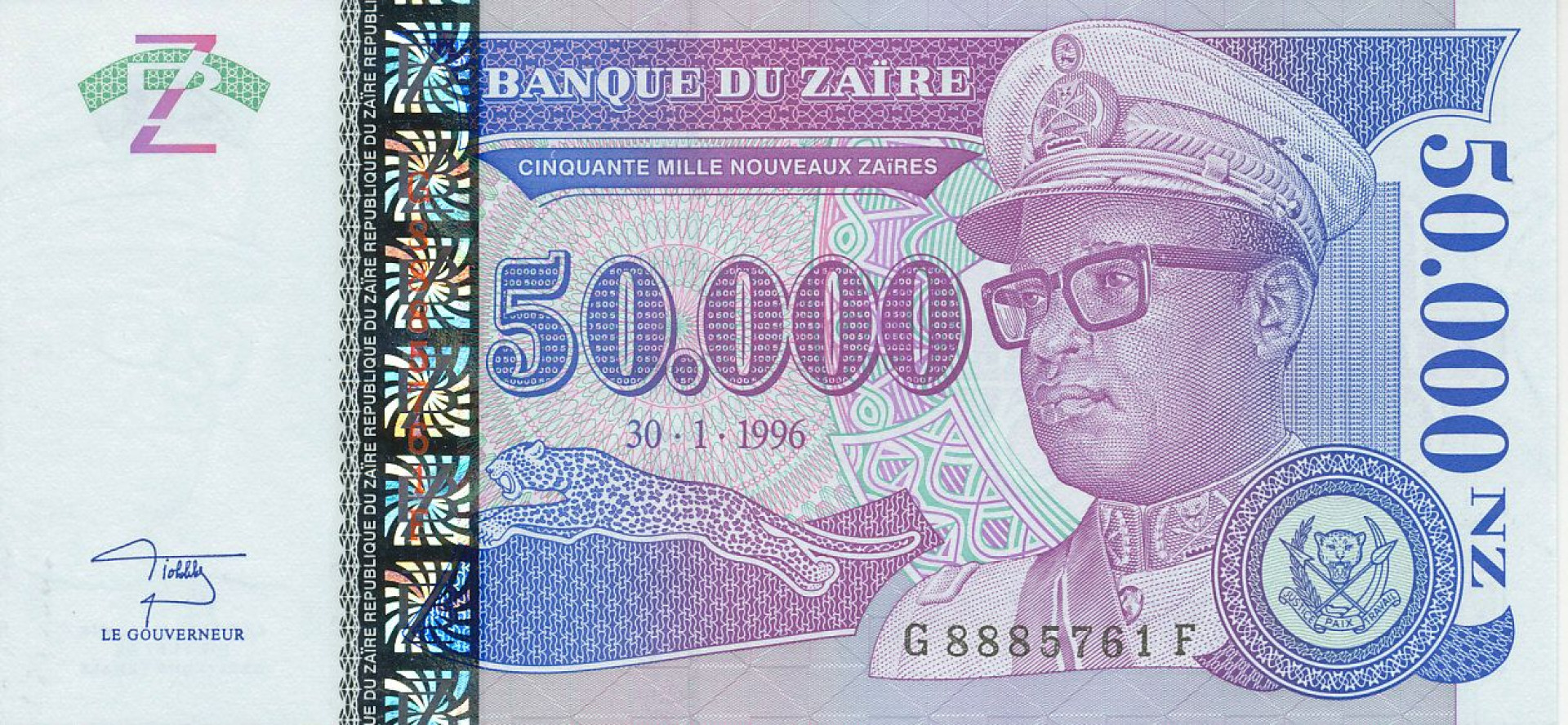Zaire 50.000 zaires 1996. P 74 (N)