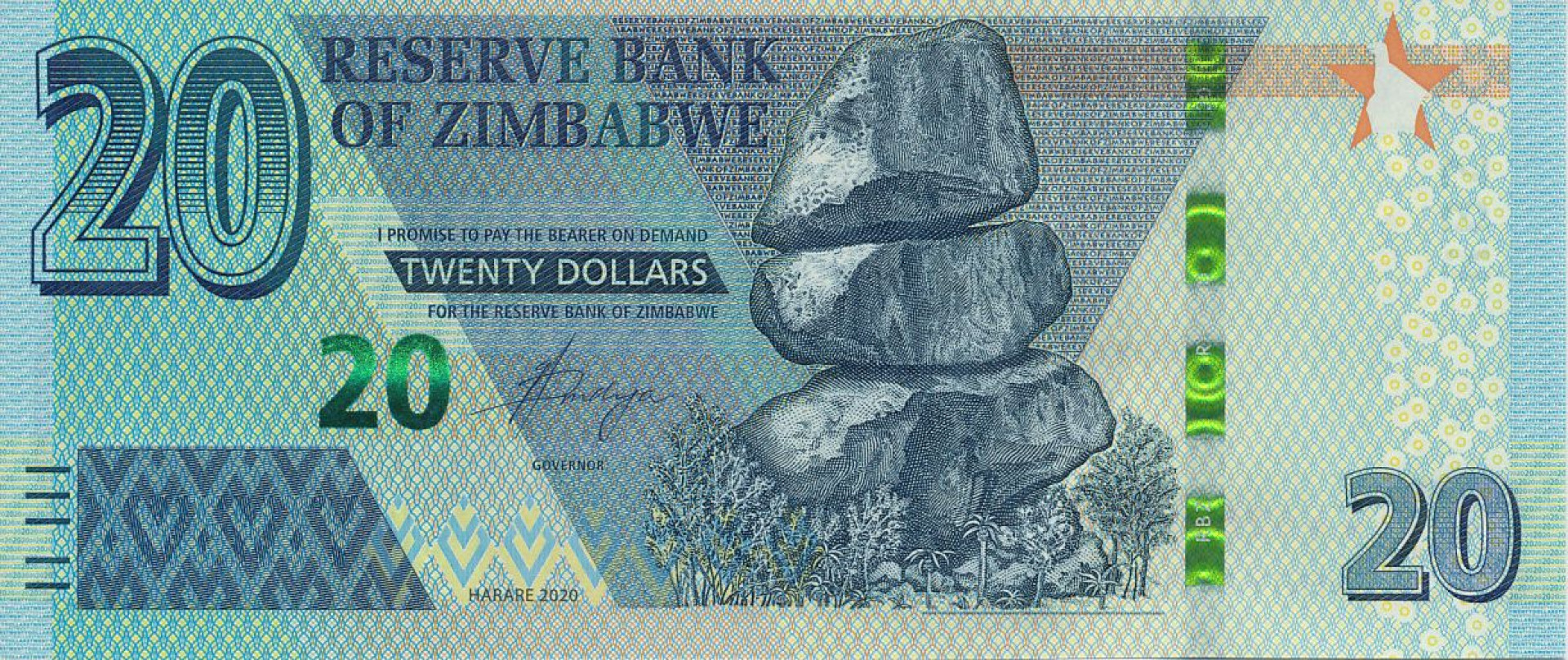 Zimbabwe 20 dollars 2019.  P 102   (N)