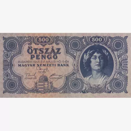 500 Pengő 1945. K 003 hibás "P" betű